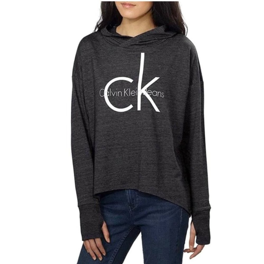 CK Calvin Klein Jeans Marled Gray Relax Fit Hoodie - Medium